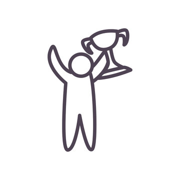 avatar holding trophy line style icon vector design