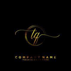 TQ Initial handwriting logo vector