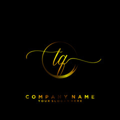 TQ Initial handwriting logo vector
