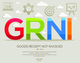 Fototapeta premium grni mean (goods receipt not invoiced) ,letters and icons,Vector illustration.