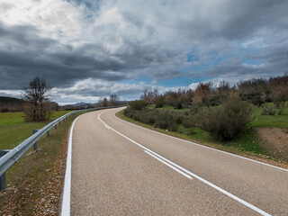 Road starting right handed curve