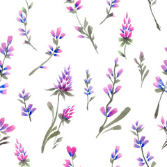 Fototapeta na wymiar Watercolor pink flowers pattern