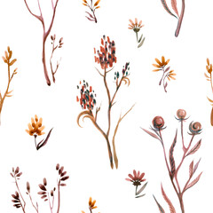Watercolor flowers branches vintage