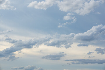Sky blue or azure sky and clouds is bright white background. Everything lies above surface atmosphere outer space is sky. Cloud is aerosol comprising visible mass  liquid, for creative design graphic
