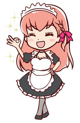 バッチグーなアニメ風のメイドさん