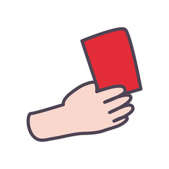 hand with soccer red card line and fill style icon vector design