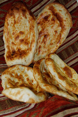 Finely fried wheat bread on the table