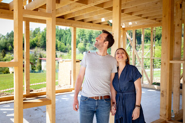 Couple make their dreams of building their own home come true visiting house under construction