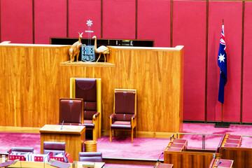 CANBERRA, AUSTRALIA - NOVEMBER 20: Inside Senate, the upper house of the bicameral Parliament of...