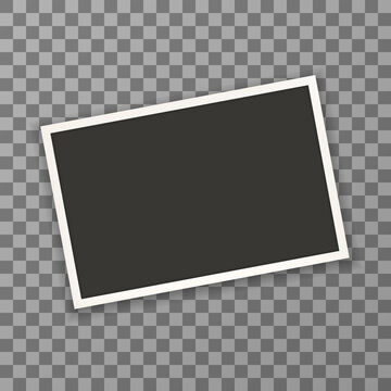 Old Horizontal Photo Frame With Shadow On Transparent Background. Vector Illustration. EPS 10