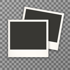 Photo frame retro Illustration isolated on a background. Old retro photo frame mock up on a plaid background . Stock vector. EPS 10.