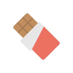 Opened chocolate bar icon in flat design style.