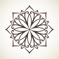 Round flower oriental pattern, Circular ornament design element, Vector