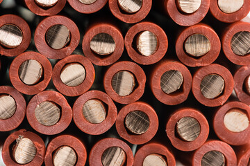 Electrical copper wire cross section as background