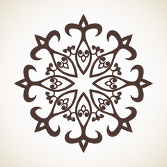 Round flower oriental pattern, Circular ornament design element, Vector