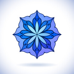 Flower, Oriental ornament, Isolated design element, Vector illustration