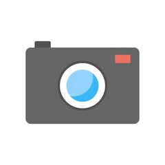 Photo camera icon in flat design style. Photography concept for creative logo, mascot design.