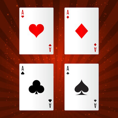 Set of vector ace playing cards. Vector illustration. EPS 10.