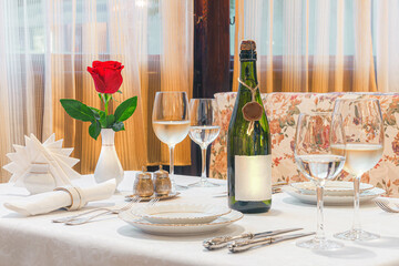 Meals and serving on the table in the restaurant