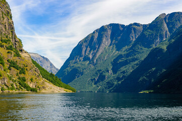 Fototapeta premium It's Sognefjord, the largest fjord in Norway, and the third longest in the world