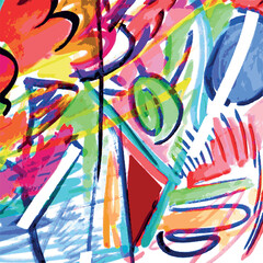 Vector illustration of an abstract aquarelle painting. Colorful, abstract, playful. 