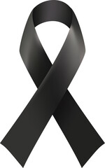 Realistic black ribbon as a sign of mourning and memory, awareness of the problems of melanoma, mourning and memory of events at the Virgin Polytechnic Institute.