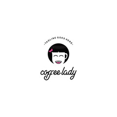 logo abstract lady coffee on isolated white background