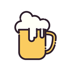 Isolated glass of beer fill and line style icon vector design