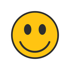 Yellow smiley face. Happy smile for your design. Laughter flat vector icon.