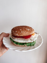 hamburger on a plate