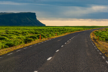 Typical road in southern Iceland through Mýrdalssandur, Iceland