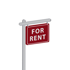 illustration of a sign advertising property for rent, for sale real estate
