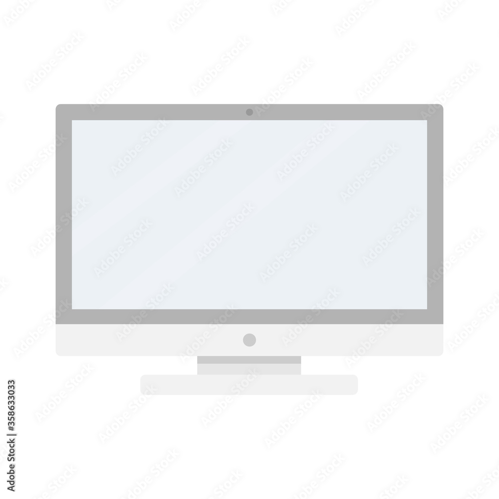 Poster Computer display vector illustration. Empty screen computer monitor in flat style. Monitor technology icon.