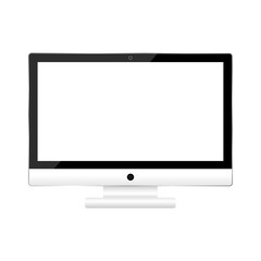 Computer realistic display vector illustration. Empty screen computer monitor in flat style. Monitor technology icon.