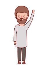 Avatar man cartoon with beard and brown hair design, Boy male person people human social media and portrait theme Vector illustration