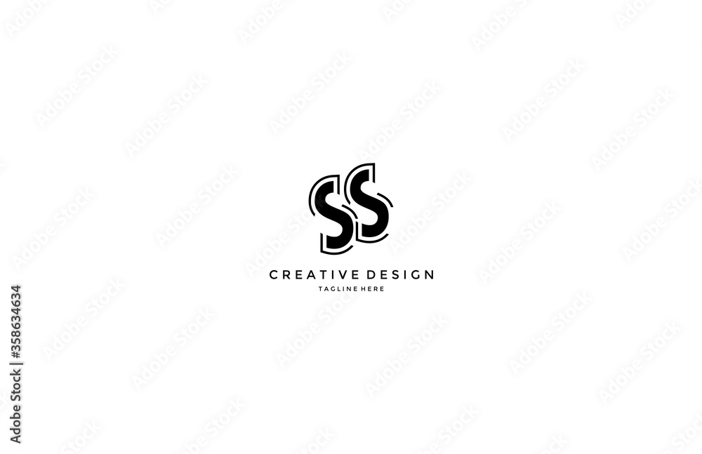 Poster ss monogram with abstract outline shape logo