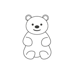 Teddy bear soft toy with heart line icon, outline vector sign, linear pictogram isolated on white. Symbol, logo illustration