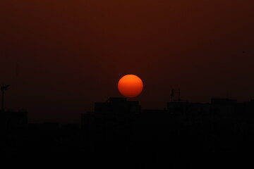 sunset over the city