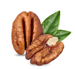Pecan nuts isolated on white