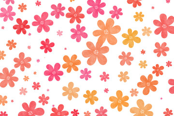 Isolated flower background, colorful flower pattern wallpaper with white background