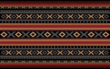 Gold Red And Black Detailed Traditional Sadu Fabric Motif - obrazy, fototapety, plakaty