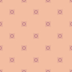 Vector minimalist background. Subtle geometric seamless pattern with small floral shapes, crosses. Simple abstract minimal texture in pink and peach color. Modern design for decor, print, wallpaper