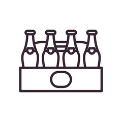 Beer bottles inside box line style icon vector design