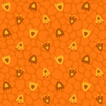 Seamless pattern with dinosaur footprint. Vector illustration for textile and fabric.