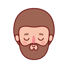 Obraz na płótnie Canvas head man cartoon with beard and brown hair design, Boy male person people human social media and portrait theme Vector illustration