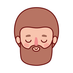 head man cartoon with beard and brown hair design, Boy male person people human social media and portrait theme Vector illustration