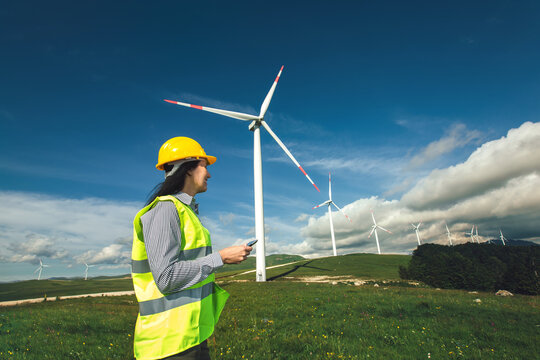 Windmill engineer inspection and progress check wind turbine