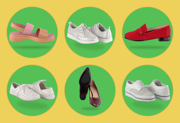 There is a collage of shoes