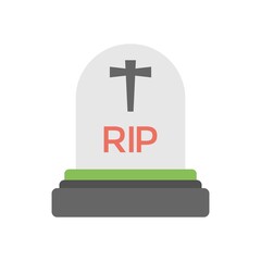 Grave icon in flat design style. Grave headstone sign. Tombstone symbol.