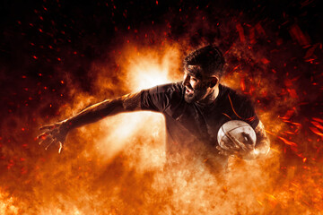 Rugby player in fire